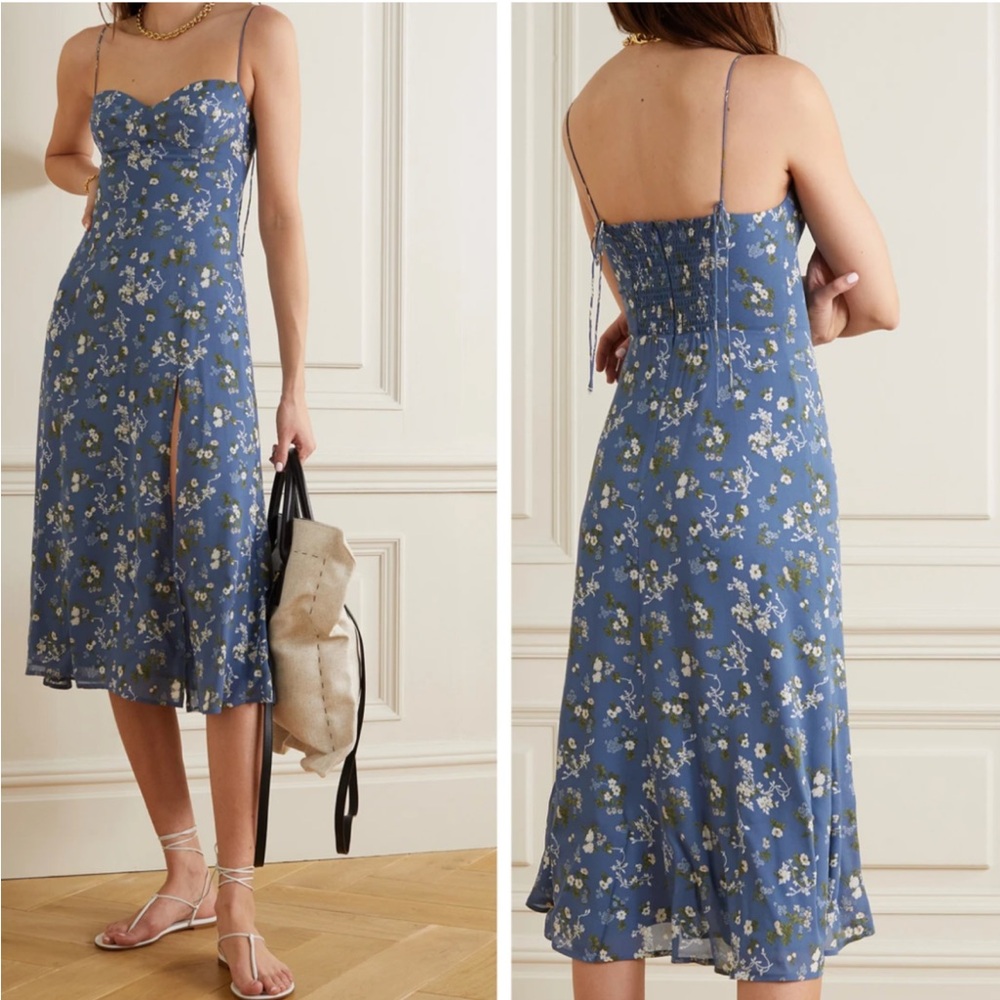 Reformation Juliette Midi High Slit Dress
